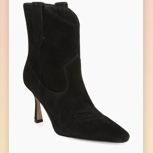 Sam Edelman Black Suede Pointed-Toe Ankle Booties